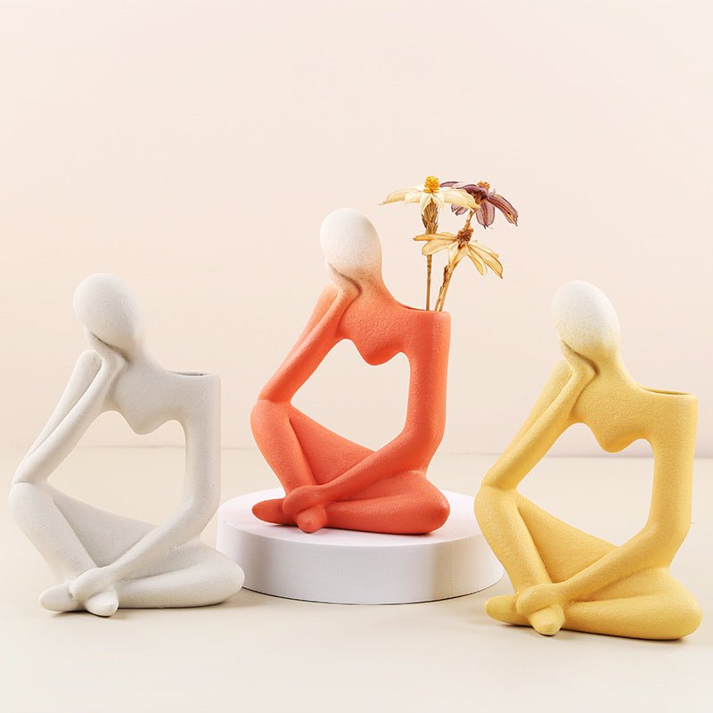 Modern Bohemian Ceramic Vase Collection – Artistic Matte Glaze Home Décor - A - 