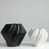 Modern Ceramic Art Vase – Black & White Decorative Home Décor - Large black - 