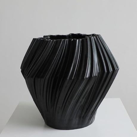 Modern Ceramic Art Vase – Black & White Decorative Home Décor - Large black - 