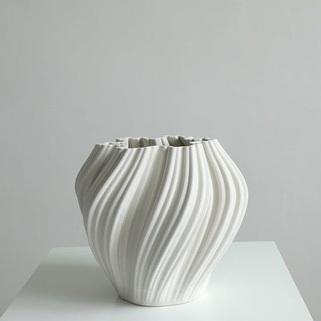 Modern Ceramic Art Vase – Black & White Decorative Home Décor - Small white - 