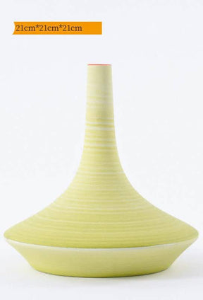 Modern Ceramic Trumpet Vases – Minimalist Decorative Flower Pots - Pastel Green - Small - 