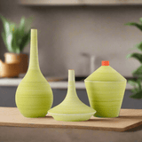 Modern Ceramic Trumpet Vases – Minimalist Decorative Flower Pots - Blue - Large - 