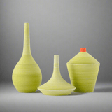 Modern Ceramic Trumpet Vases – Minimalist Decorative Flower Pots - Blue - Large - 