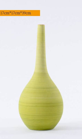Modern Ceramic Trumpet Vases – Minimalist Decorative Flower Pots - Pastel Green - Large - 