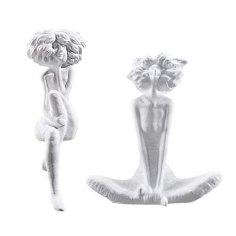 Modern Character Resin Sculptures – Minimalist Beauty Ornaments (Cross - Legged & One - Leg Pose) - A - 