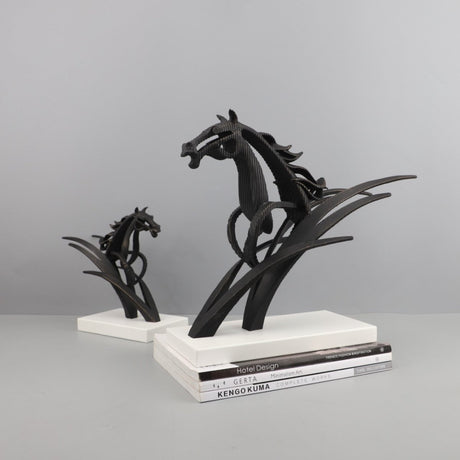 Modern Geometric Metal Horse Sculptures – Elegant Home Décor Ornaments (Small & Large Sizes) - Set - 