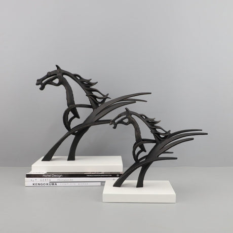 Modern Geometric Metal Horse Sculptures – Elegant Home Décor Ornaments (Small & Large Sizes) - Set - 