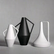Modern Geometric Resin Vase – Minimalist Black & White Sculptural Decor - White Tall Geometric Vase (38cm) - 
