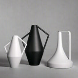 Modern Geometric Resin Vase – Minimalist Black & White Sculptural Decor - White Tall Geometric Vase (38cm) - 