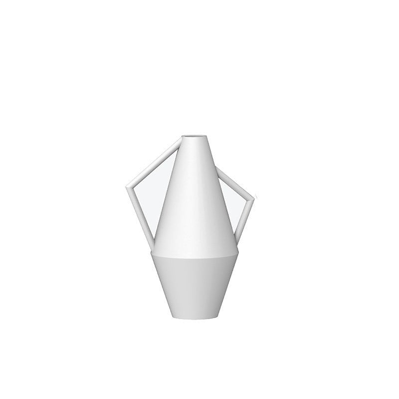 Modern Geometric Resin Vase – Minimalist Black & White Sculptural Decor - White Tall Geometric Vase (38cm) - 