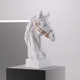 Modern Horse Head Sculpture – Nordic Style Resin Art Décor - White - 