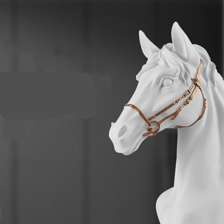 Modern Horse Head Sculpture – Nordic Style Resin Art Décor - White - 