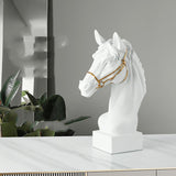 Modern Horse Head Sculpture – Nordic Style Resin Art Décor - White - 