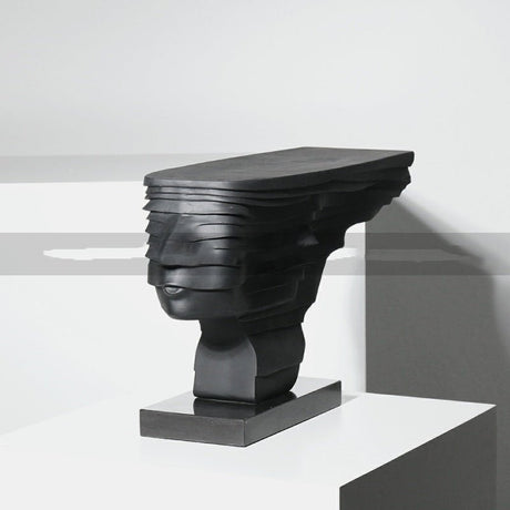 Modern Layered Abstract Sculpture – Modern Double - Sided Black Resin Art Decor - Layered Cascade Abstract Sculpture - 