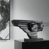Modern Layered Abstract Sculpture – Modern Double - Sided Black Resin Art Decor - Layered Cascade Abstract Sculpture - 