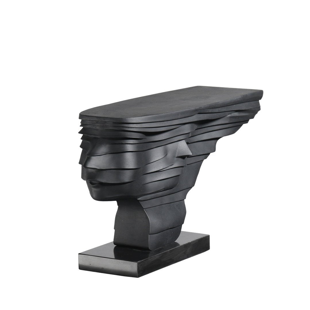 Modern Layered Abstract Sculpture – Modern Double - Sided Black Resin Art Decor - Layered Cascade Abstract Sculpture - 