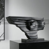 Modern Layered Abstract Sculpture – Modern Double - Sided Black Resin Art Decor - Layered Cascade Abstract Sculpture - 