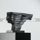 Modern Layered Abstract Sculpture – Modern Double - Sided Black Resin Art Decor - Layered Cascade Abstract Sculpture - 