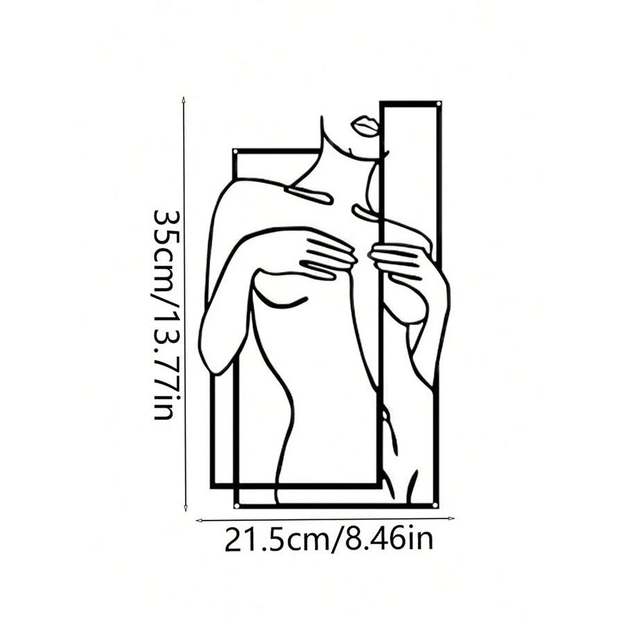 Modern Metal Body Line Wall Art – Feminine Silhouette Minimalist Home Décor - 35x21.5 cm - Black - 