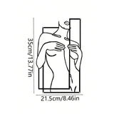 Modern Metal Body Line Wall Art – Feminine Silhouette Minimalist Home Décor - 35x21.5 cm - Black - 