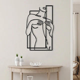 Modern Metal Body Line Wall Art – Feminine Silhouette Minimalist Home Décor - 35x21.5 cm - Black - 