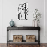 Modern Metal Body Line Wall Art – Feminine Silhouette Minimalist Home Décor - 35x21.5 cm - Black - 