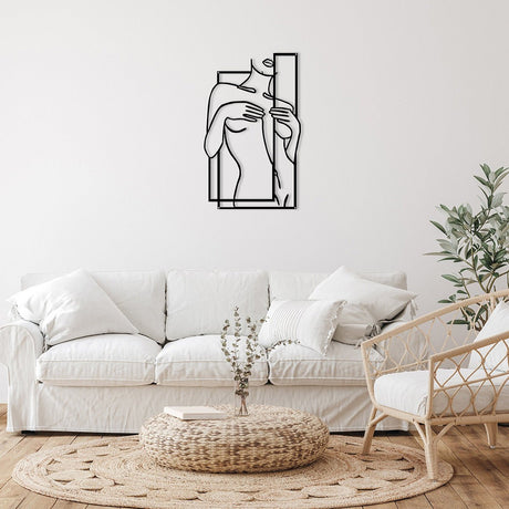 Modern Metal Body Line Wall Art – Feminine Silhouette Minimalist Home Décor - 35x21.5 cm - Black - 