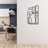 Modern Metal Body Line Wall Art – Feminine Silhouette Minimalist Home Décor - 35x21.5 cm - Black - 