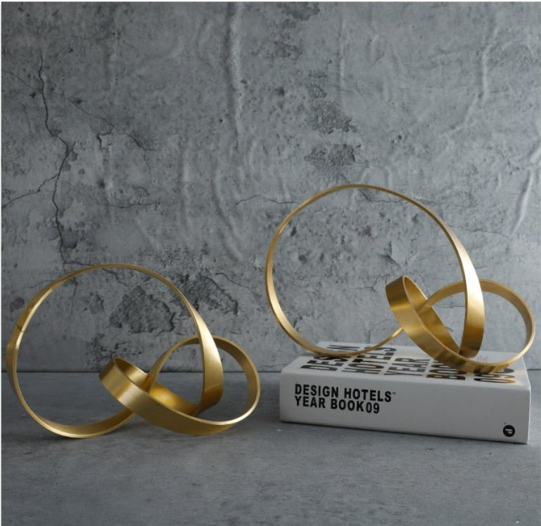 Modern Metal Twist Sculpture – Abstract Gold Art Ornament - Small - 