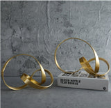 Modern Metal Twist Sculpture – Abstract Gold Art Ornament - Small - 