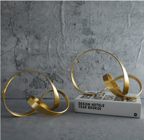 Modern Metal Twist Sculpture – Abstract Gold Art Ornament - Small - 