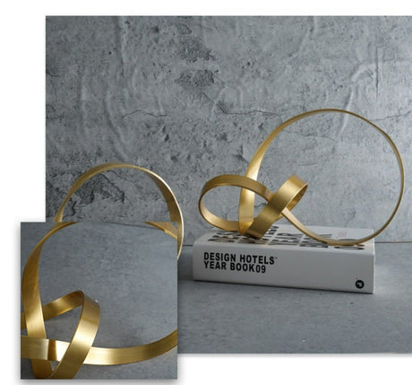 Modern Metal Twist Sculpture – Abstract Gold Art Ornament - Large - 