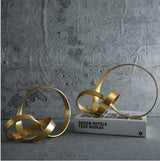 Modern Metal Twist Sculpture – Abstract Gold Art Ornament - Large - 