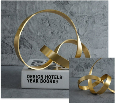 Modern Metal Twist Sculpture – Abstract Gold Art Ornament - Large - 