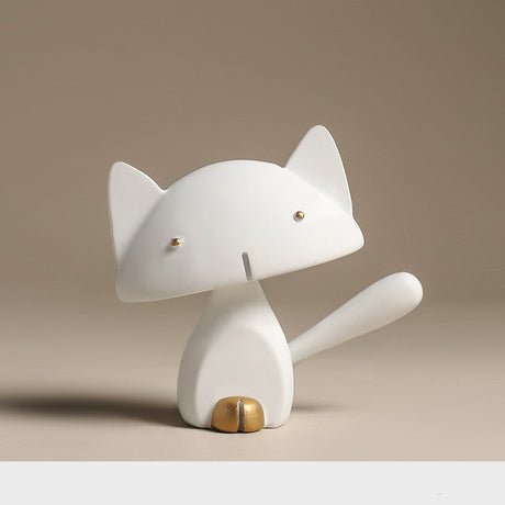Modern Minimalist Cat Sculpture - Home Furnishings Resin Ornaments - S - White - 