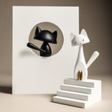 Modern Minimalist Cat Sculpture - Home Furnishings Resin Ornaments - L - Black - 