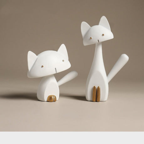 Modern Minimalist Cat Sculpture - Home Furnishings Resin Ornaments - L - Black - 