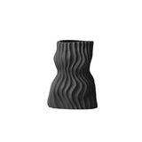 Modern Minimalist Corrugated Resin Vase – Black & White Sculptural Flower Holder - Black Small 18 X12x23cm - 