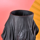 Modern Minimalist Porcelain Vase – Sculptural Black Glazed Décor - Small 24.5cm x 16cm - 