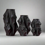 Modern Minimalist Porcelain Vase – Sculptural Black Glazed Décor - Small 24.5cm x 16cm - 