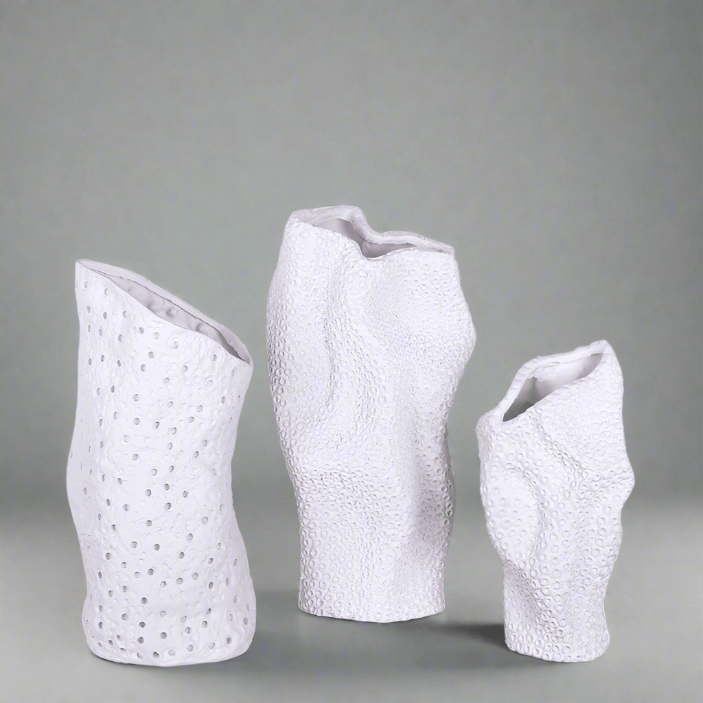 Modern Minimalist Textured Resin Vase – Abstract Geometric Design - Large - 