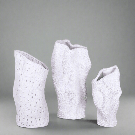 Modern Minimalist Textured Resin Vase – Abstract Geometric Design - Large - 