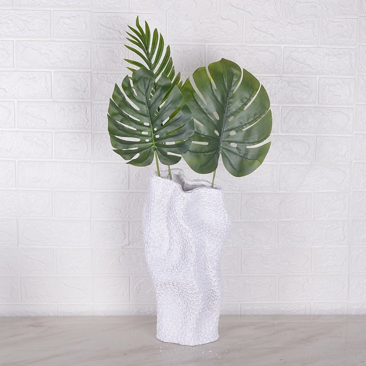 Modern Minimalist Textured Resin Vase – Abstract Geometric Design - Large - 