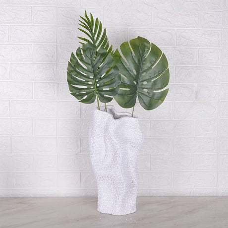 Modern Minimalist Textured Resin Vase – Abstract Geometric Design - Large - 