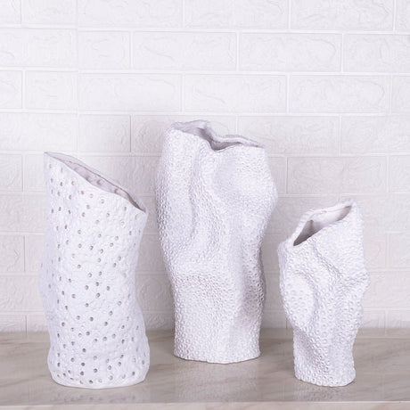 Modern Minimalist Textured Resin Vase – Abstract Geometric Design - Large - 
