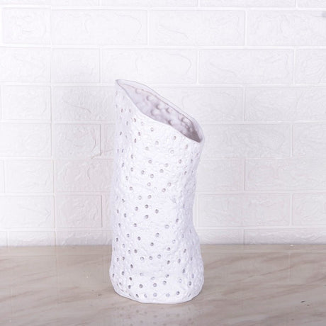 Modern Minimalist Textured Resin Vase – Abstract Geometric Design - Medium - 