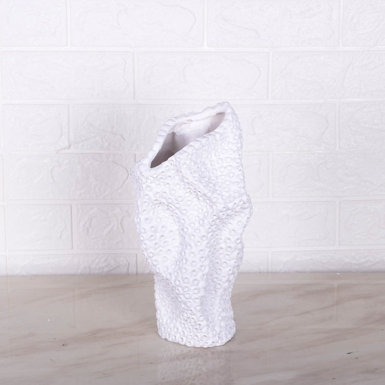 Modern Minimalist Textured Resin Vase – Abstract Geometric Design - Small - 