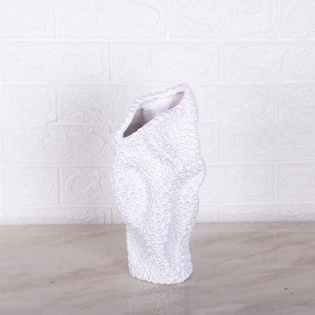 Modern Minimalist Textured Resin Vase – Abstract Geometric Design - Small - 