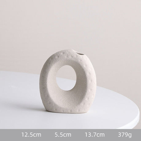 Modern Nordic Ceramic Vase – Minimalist Monochrome Porcelain Flower Arrangement Ornaments - Cream coloured - 