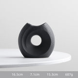 Modern Nordic Ceramic Vase – Minimalist Monochrome Porcelain Flower Arrangement Ornaments - Circular imperfection - 